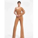 Elegant Fitted Long Sleeve Jumpsuit Wide Leg