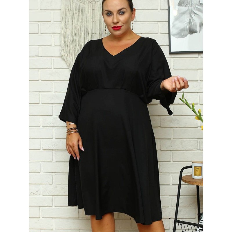 proElegant Titian Dress, Flared Sleeves, Heart Neckline_Plus size dresses