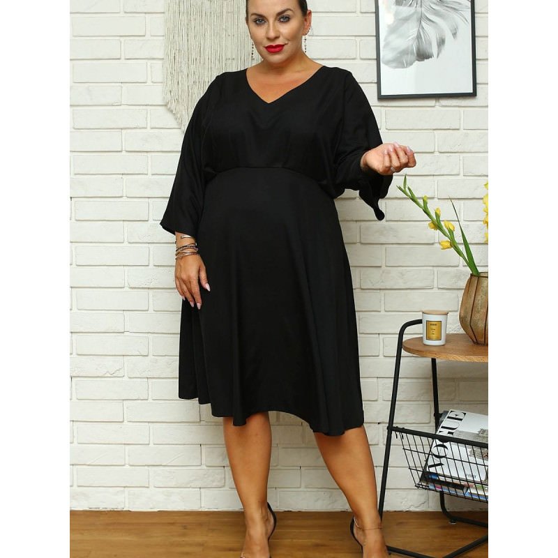 proElegant Titian Dress, Flared Sleeves, Heart Neckline_Plus size dresses