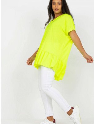 Plus Size Tunic Heart Neckline Asymmetrical Frill