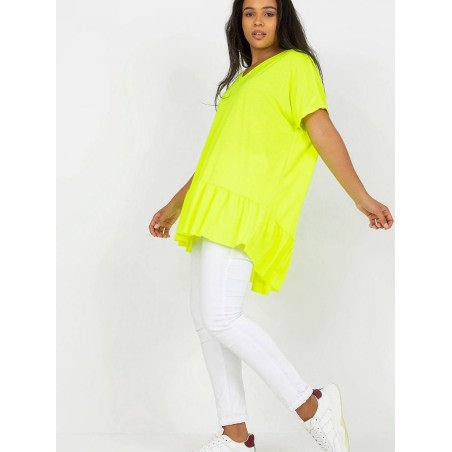 Plus Size Tunic Heart Neckline Asymmetrical Frill