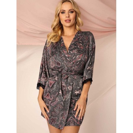 proIndia Patterned Satin Bathrobe for Women_Dressing Gowns, Bathrobes for Women