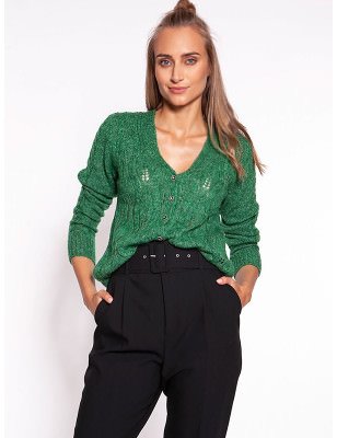 Openwork Cardigan, Deep V-Neck Sweater for Women