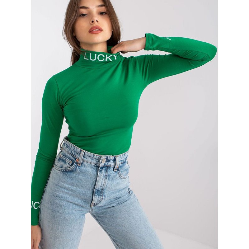 proFitted Cotton Turtleneck Blouse with Contrast Lettering_Women`s Blouses, Tunics