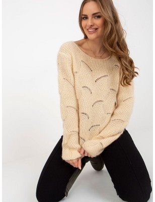 Elegant Openwork Boat Neck Sweater