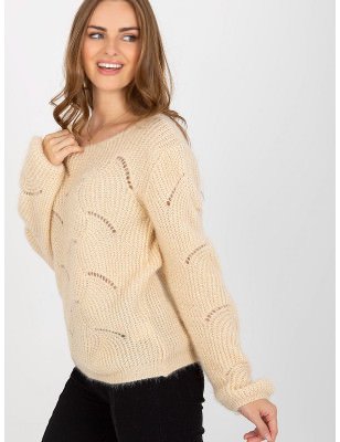 Elegant Openwork Boat Neck Sweater