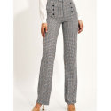 Checkered Pants, Fitted Cut, High Rise Wide Leg