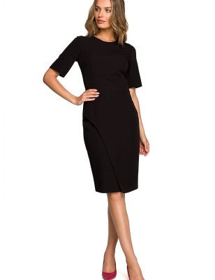 Pencil Dress: Double Overlap Front & Covered Zipper