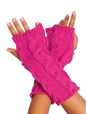 Warm Ribbed Tall Fingerless Gloves