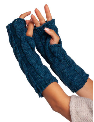 Warm Ribbed Tall Fingerless Gloves