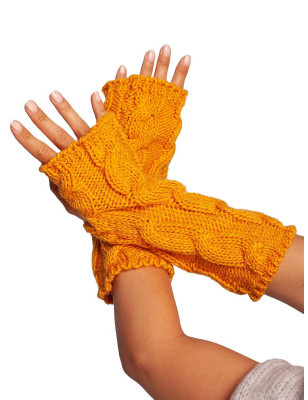 Warm Ribbed Tall Fingerless Gloves