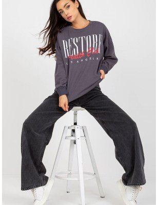 Oversized Decorative Print Long-Sleeved Sweatshirt