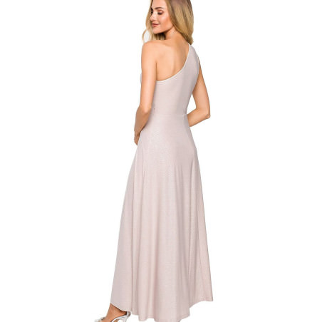 Long Brocade Dress, One-Shoulder Cutout, Sexy Evening Gown