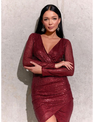 Sequin Envelope Cut Mini Dress