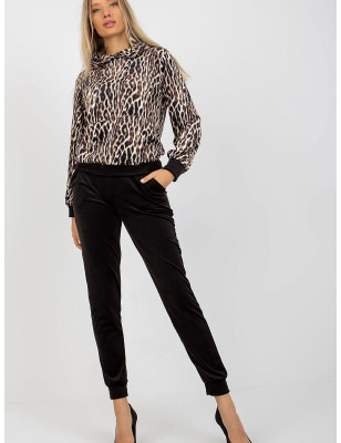 Animal Print Velour Sweatshirt and Pants Set