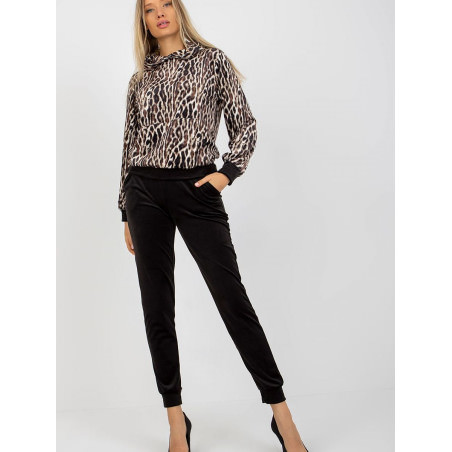 Animal Print Velour Sweatshirt and Pants Set