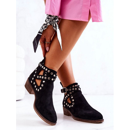 proRhinestone Embellished Eco Suede Boots Women's_Women`s Ankle Boots & Booties