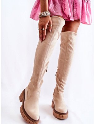 Over-the-Knee Eco Boots, Adjustable Fit Platform Heel