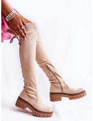 Over-the-Knee Eco Boots, Adjustable Fit Platform Heel