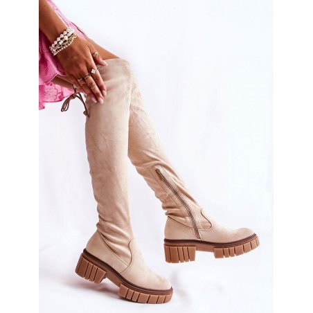 Over-the-Knee Eco Boots, Adjustable Fit Platform Heel