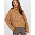 Openwork Sweater - Wide Sleeves & Cozy Turtleneck