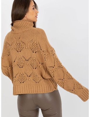 Openwork Sweater - Wide Sleeves & Cozy Turtleneck