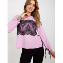 Lace Trim Formal Blouse Elegant Long Sleeve Top