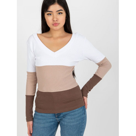 proLong Sleeve Ribbed Heart Neckline Blouse_Women`s Blouses, Tunics