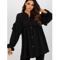 Women's Loose Fit Button-Down Shirt Ruffles Long Sleeve