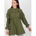 Women's Loose Fit Button-Down Shirt Ruffles Long Sleeve