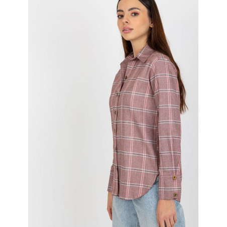 Dark Pink Women's Plaid Long Sleeve Shirt - Versatile & Comfortable