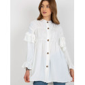 Women's Loose Fit Button-Down Shirt Ruffles Long Sleeve