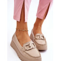 Women's Natural Leather Moccasins with Stabilizing Heel Counter