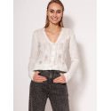 Openwork Cardigan, Deep V-Neck Sweater for Women