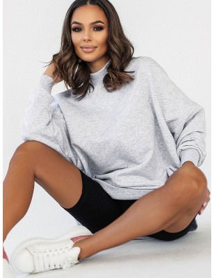 Women's Extended-Cut Sweatshirt with Decorative Stitching