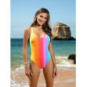 Rainbow One-Piece Swimsuit, Unpadded Lace Back Design