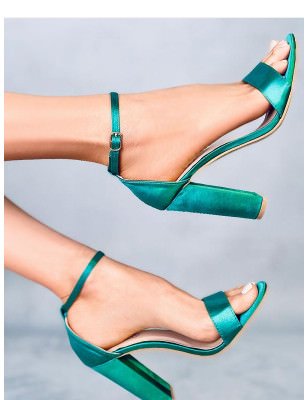 Elegant Satin Sandals - Adjustable Ankle Strap - 10cm Heel