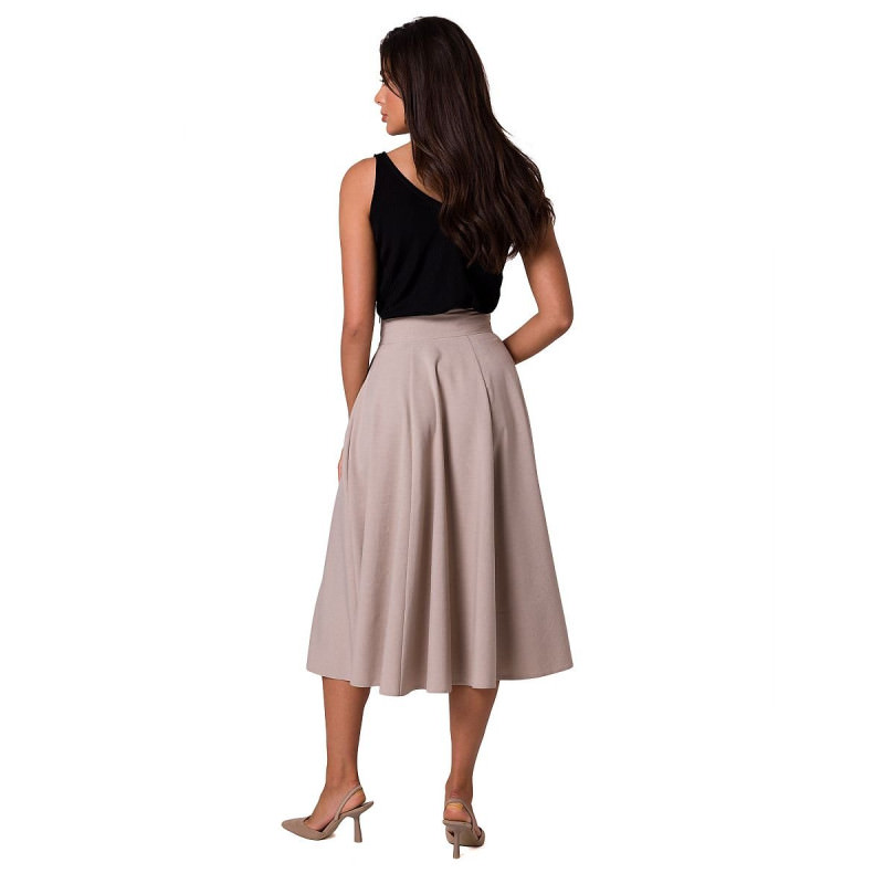 proHigh Waist Flared Midi Skirt with Decorative Buttons_Skirts