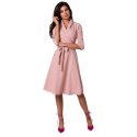 Envelope Cut Flared Bottom Dress Shawl Collar Tied Waist Timeless