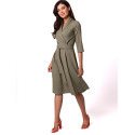 Envelope Cut Flared Bottom Dress Shawl Collar Tied Waist Timeless