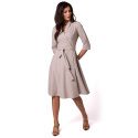 Envelope Cut Flared Bottom Dress Shawl Collar Tied Waist Timeless