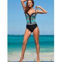 Padded One-Piece Swimsuit, Adjustable Straps, Colorful Design