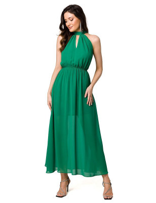 proElegant Chiffon Midi Dress Halter Neck Tie Belt_Formal Dresses, Cocktail Dresses