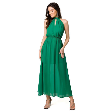 proElegant Chiffon Midi Dress Halter Neck Tie Belt_Formal Dresses, Cocktail Dresses