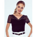 Lace Back Tulle Sleeve Blouse