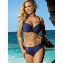 Navy Blue Padded Swimsuit Plunging Cups Adjustable Straps