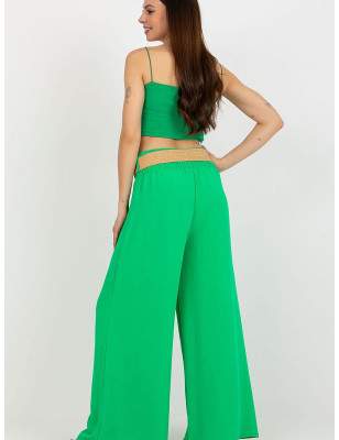 High-Waisted Wide Leg Pants Decorative Creases & Belt