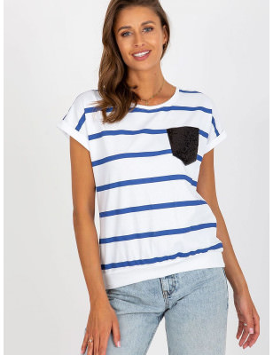 proColorful Striped Women's Blouse, Round Neck Short Sleeve Top_Women`s Blouses, Tunics