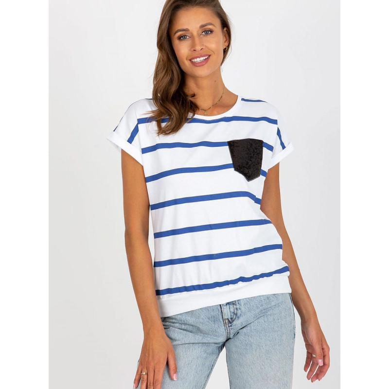 proColorful Striped Women's Blouse, Round Neck Short Sleeve Top_Women`s Blouses, Tunics