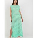 Openwork Long Knit Sleeveless Dress, Beach Maxi Dress with Slits